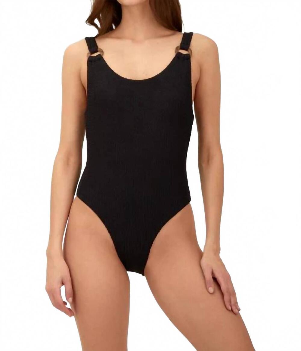 NEW MALAI textured wave tag one piece swimsuit - plus in black